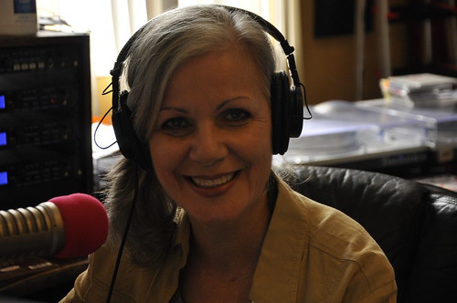 Sally Young on the air. Photo by Leona Strassberg Steiner