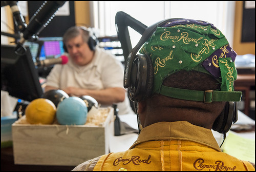 Michael Dominici on air and Action Jackson's Crown Royal hat.. Photo by Ryan Hodgson-Rigsbee www.rhrphoto.com