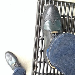 Rock'n my new Italian leather shoes at the bus stop.
