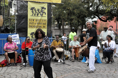 Rosalie Washington the Tambourine Lady at the African Drum Circle at Congo Square New World Rhythms Festival 2014. Photo by Kichea S Burt.