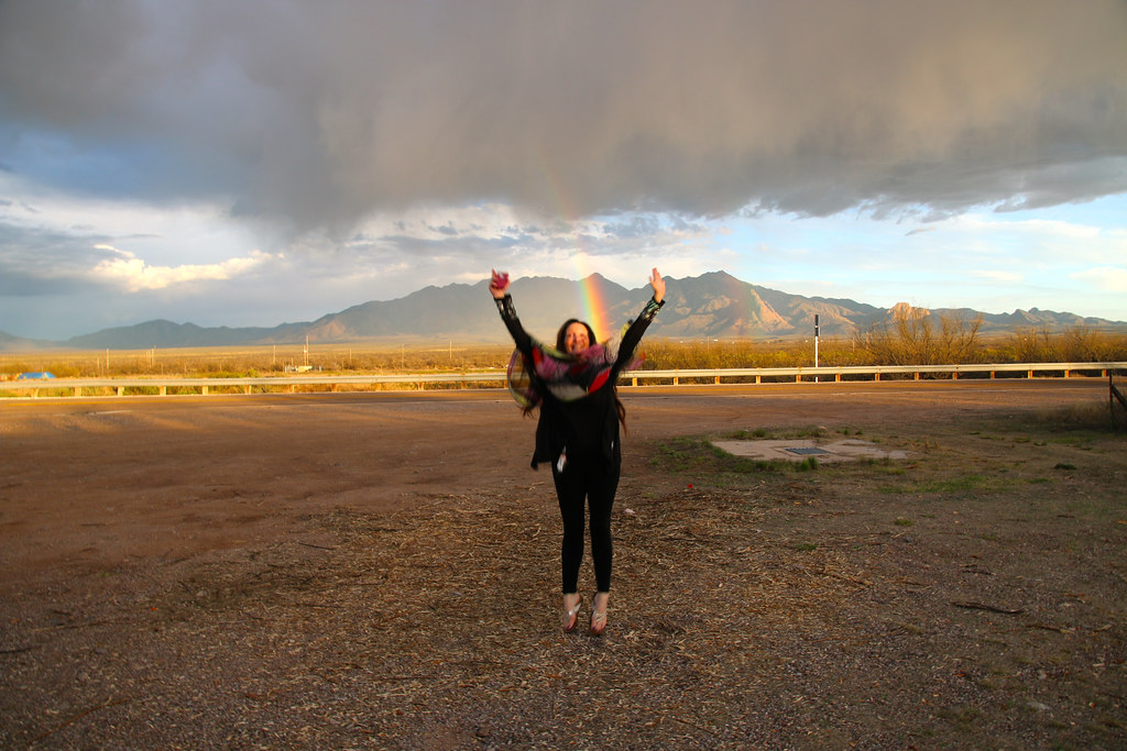 Dancer jumping Up Into Rainbow