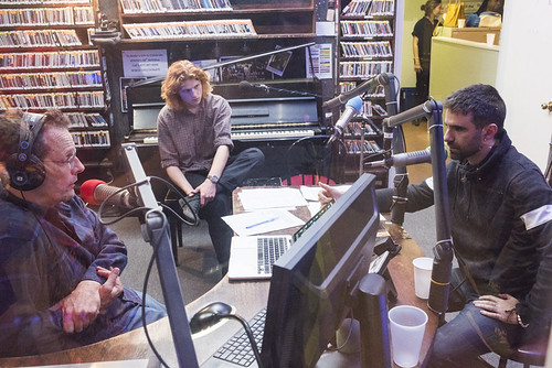 Brad Walker on the air with T.R. Johnson at WWOZ's 38th birthday - 12.4.18. Photo by Ryan Hodgson-Rigsbee rhrphoto.com.