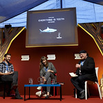 Joe Sumner & Evie Wyld | Joe Sumner & Evie Wyld lament about sharks at the Book Festival © Helen Jones 