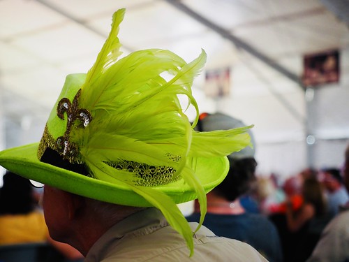 Green hat at Jazz Fest 2019. Photo by Michele Goldfarb.