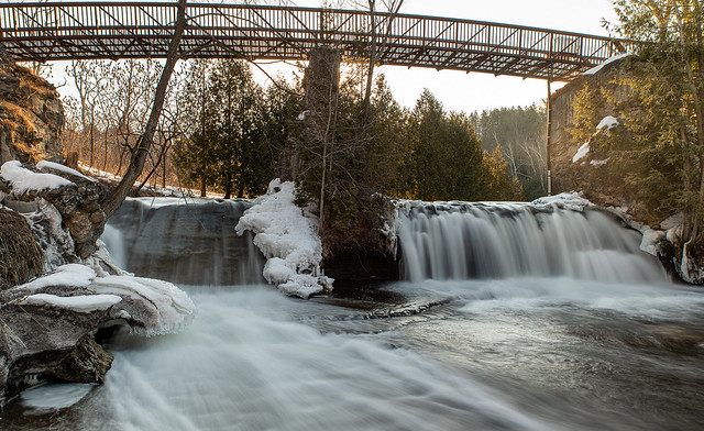 Small waterfall in winter