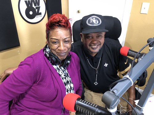 Monica Landry and Action Jackson on the air at WWOZ - March 10,  2020. Photo by Carrie Booher.