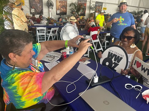 Enjoying the WWOZ Hospitality Tent at Jazz Fest 2024