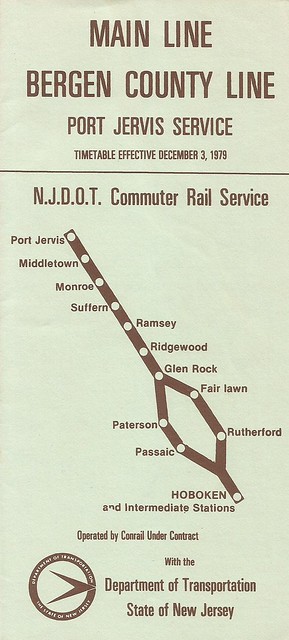 NJDOT (Conrail) Main Line/Bergen County Line/Port Jervis Service timetable - December 3, 1979