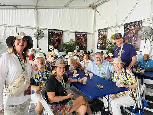 In the Hospitality Tent at Jazz Fest 2025. Photo by Beth Arroyo Utterback.