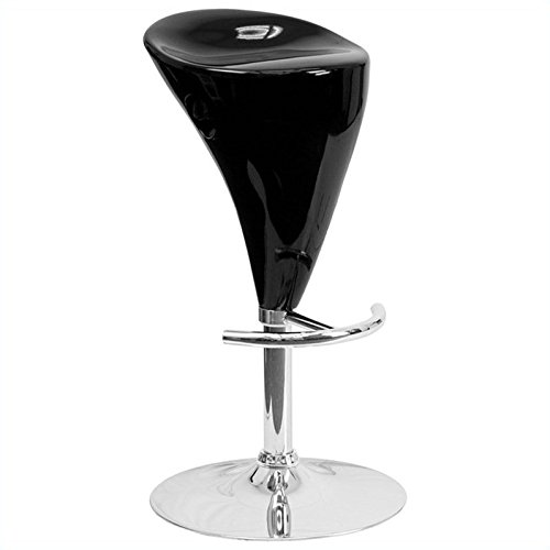 Flash Furniture Contemporary Black Plastic Adjustable Height Bar Stool With Chrome Base | by sideboardbuffet