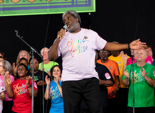 Shades of Praise Gospel Tent 2 on Day 1 of Jazz Fest - 4.27.18. Photo by Charlie Steiner.